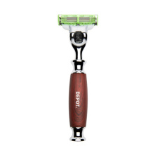 wood & steel luxury home razor for 3 blades